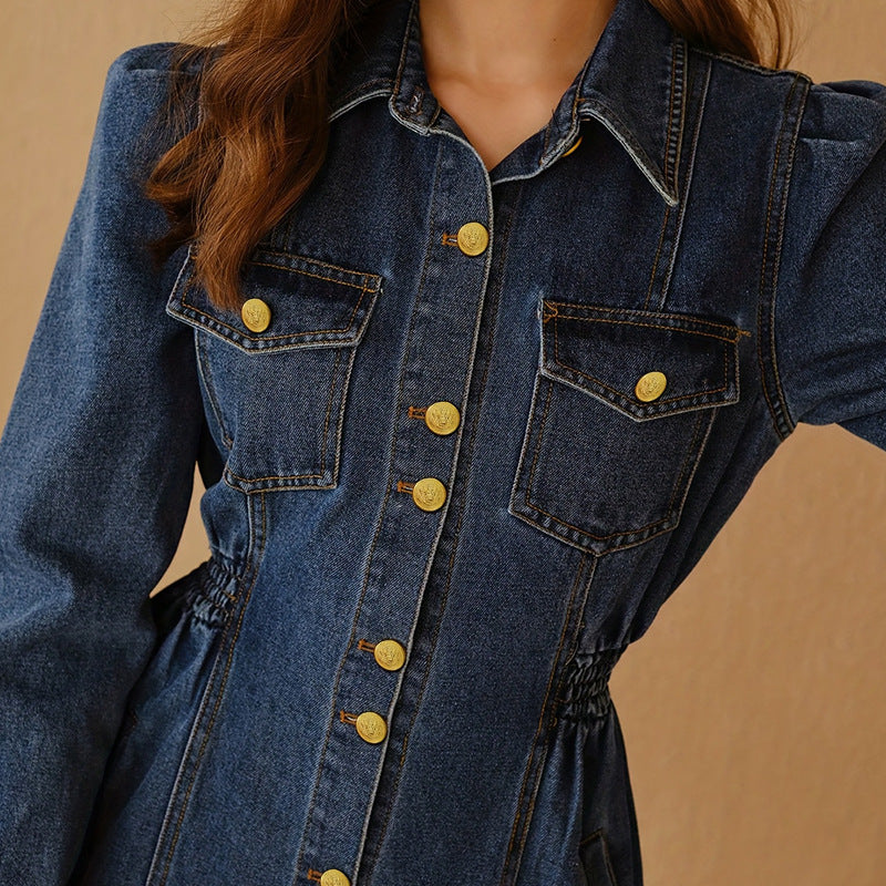 Women's Long-Sleeve Denim Shirt Dress