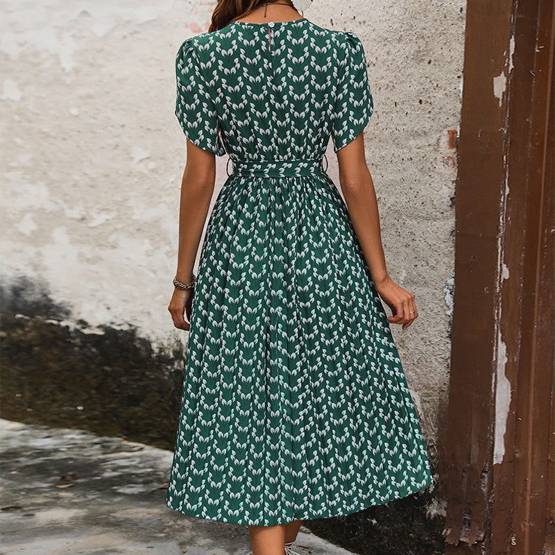 Floral Print Short-Sleeve Dress