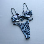Rhinestone Animal Print Triangle Bikini Set