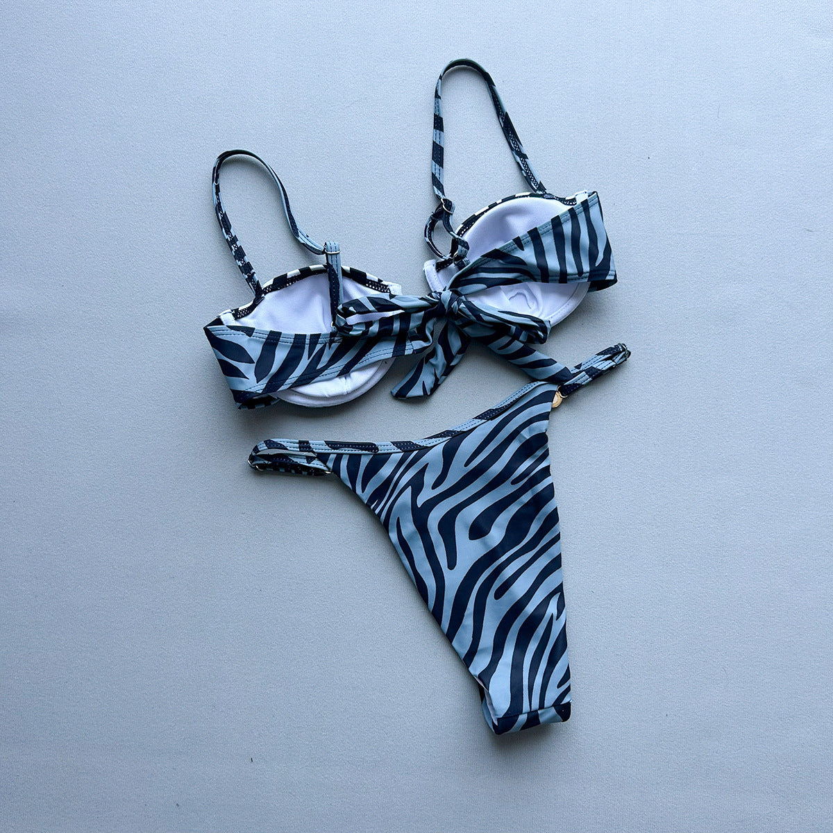 Rhinestone Animal Print Triangle Bikini Set