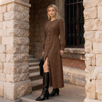 Women's Maillard Retro Solid Color Corduroy Maxi Dress
