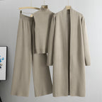 Women's Long Cardigan Vest And Wide-Leg Pants Set