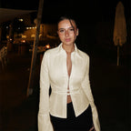 Women's Tie Detail Slim Fit Long Sleeve Shirt
