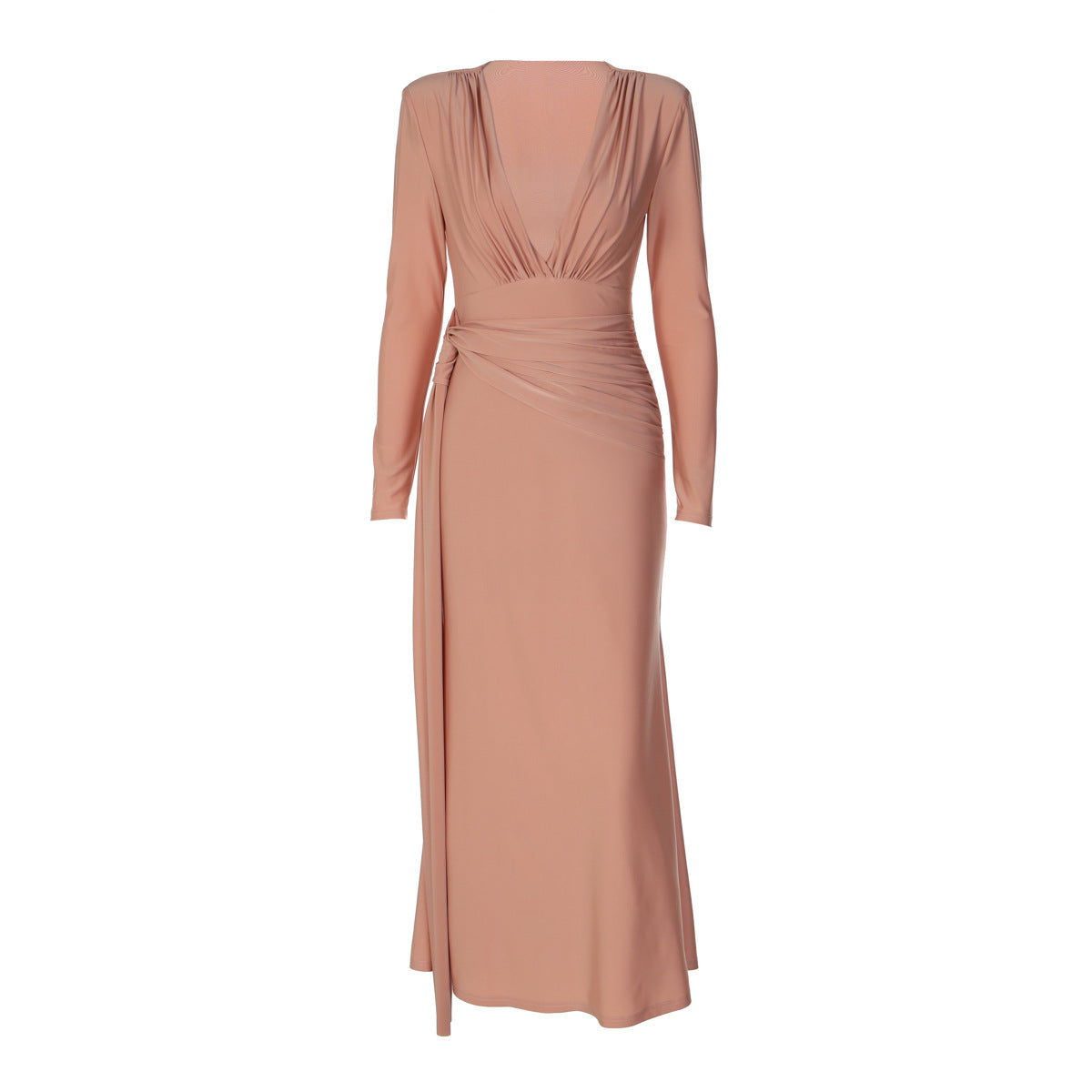 Women's French Deep V Plunge Long Sleeve Waist Controlled Dress