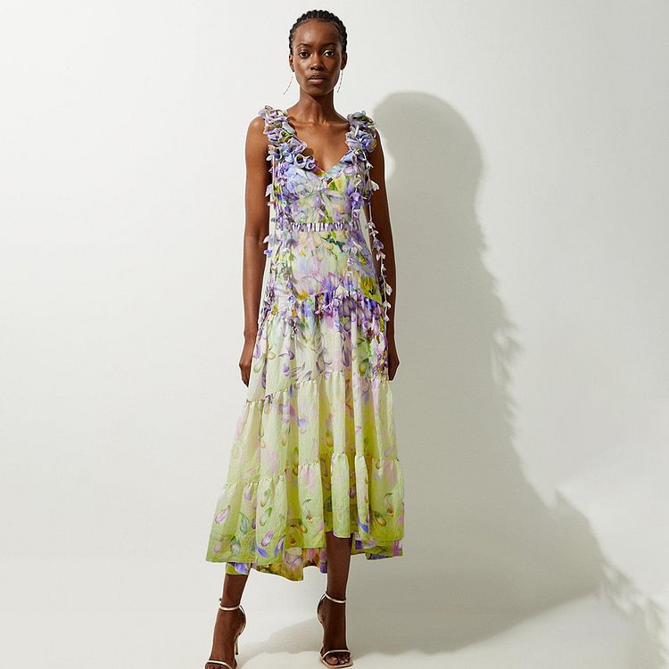 Floral Decorative One-piece Swimwear