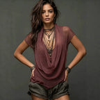 Bohemian Holiday Halter Knitted Short Sleeve Strappy Top