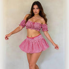 Women Clothing Summer Plaid Sexy Bow Tube Top Sexy Short
