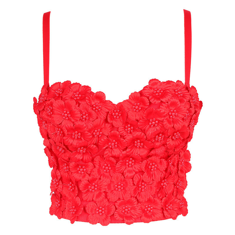 Women's Floral Beaded Corset Top