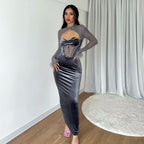 Women's Plush Mesh Cutout Dress