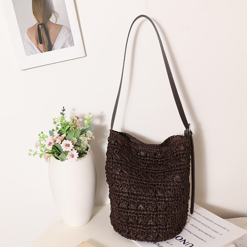 Women's Large-Capacity Straw Bucket Beach Bag