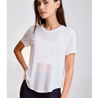Sports Yoga Blouse Quick Drying Loose Back Overlapping Short Sleeved T shirt Training Sports