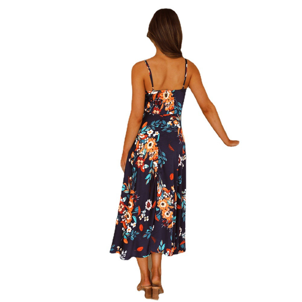 Women's Floral Cutout Strap Summer Dress