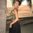 Summer Women Sexy Chic Camouflage Print Sequined Halter