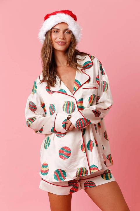Satin Printed Pajamas Lingerie