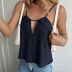 Summer Hollow Out CO V neck Camisole Women Loose Slimming
