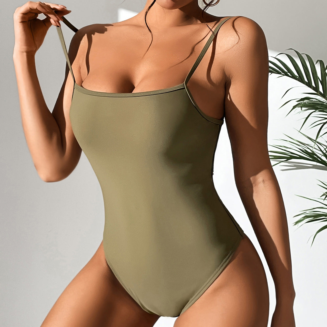 Solid Color One-piece Swimwear