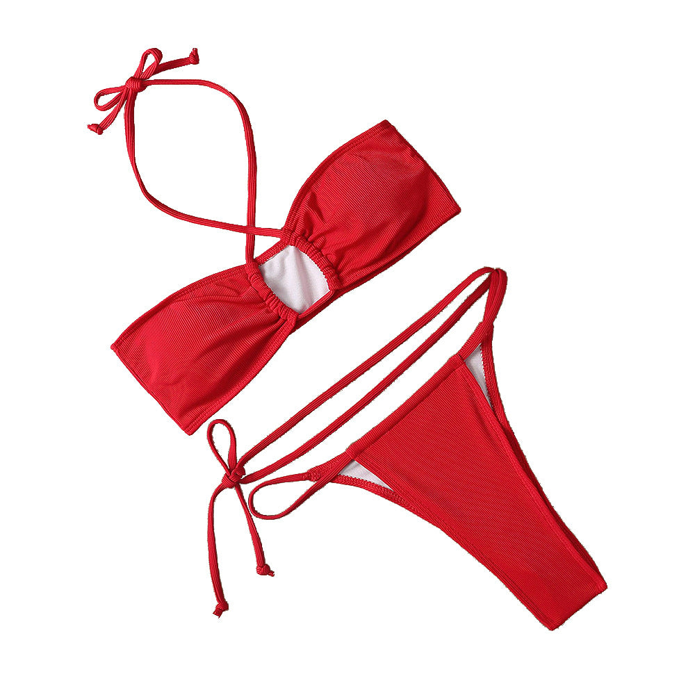 Solid Color Bikini Swimwear