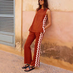 Sleeveless Top Straight Dungarees Casual Set