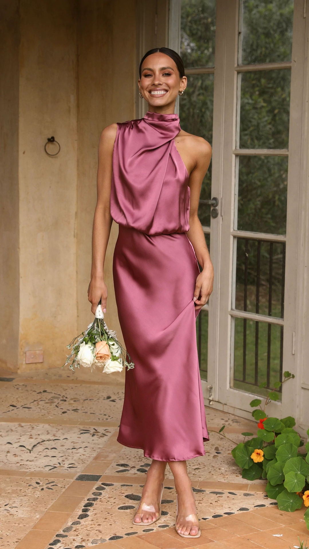 Women's Satin Halter Dress