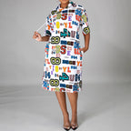 Loose Letter Graphic Print Hooded Dress