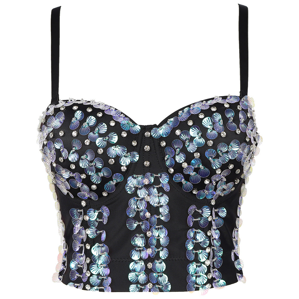 Women's Rhinestone Boned Corset Tube Top