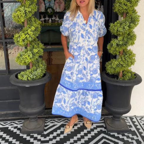 Women's Blue White Dress