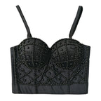 's Pearl Suspender Vest Fashionable Beauty Back Cropped Short