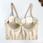 's Niche Satin Floral Spaghetti Straps Outerwear Underwear Free