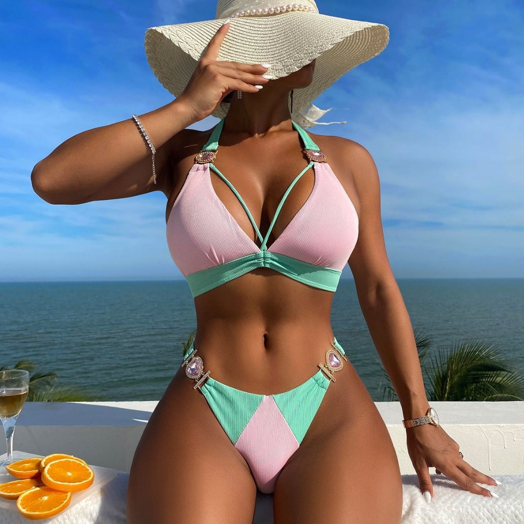 Color Matching Bikini Swimwear