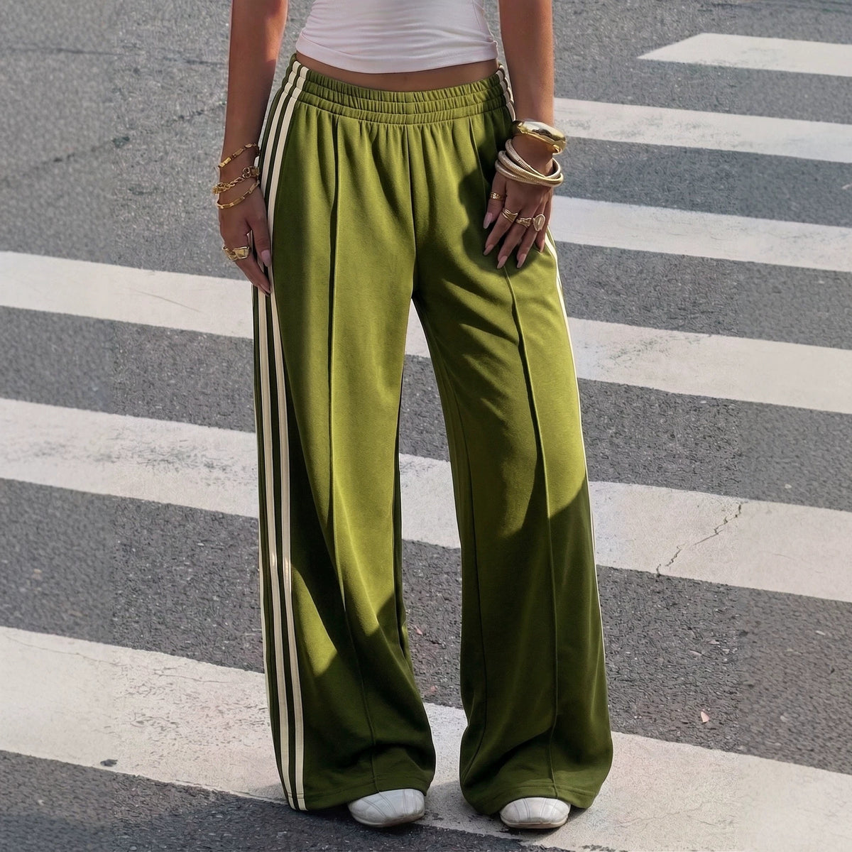 Autumn Winter Women Vintage Elastic High Waist Drooping Casual Trousers