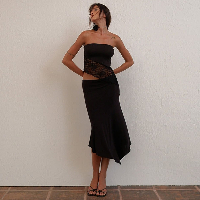 's Tube Top Stitching Lace Beveled Slim Fit Strap