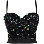 's Trendy Cool Outerwear Sequ Shiny Inner Tube Top Girly
