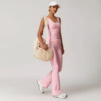 Women's Contrast Color Cross Bell Bottom Pants Nude Feel Yoga Running