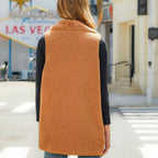 Plush Stitching Sleeveless Cardigan Vest