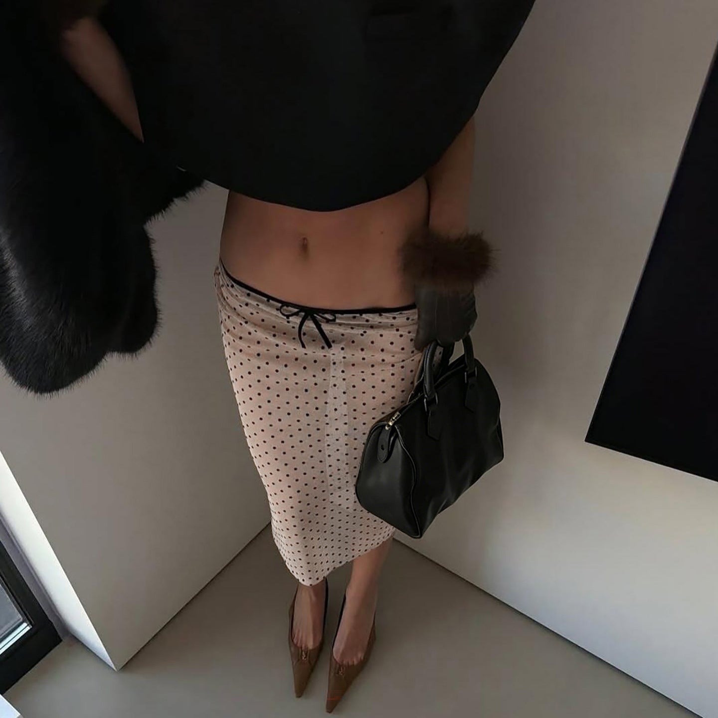 Spring Women Clothing Elegant Slim A line Polka Dot Print