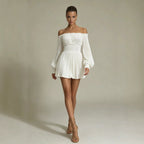 Women's Pleated Long Sleeve Dress