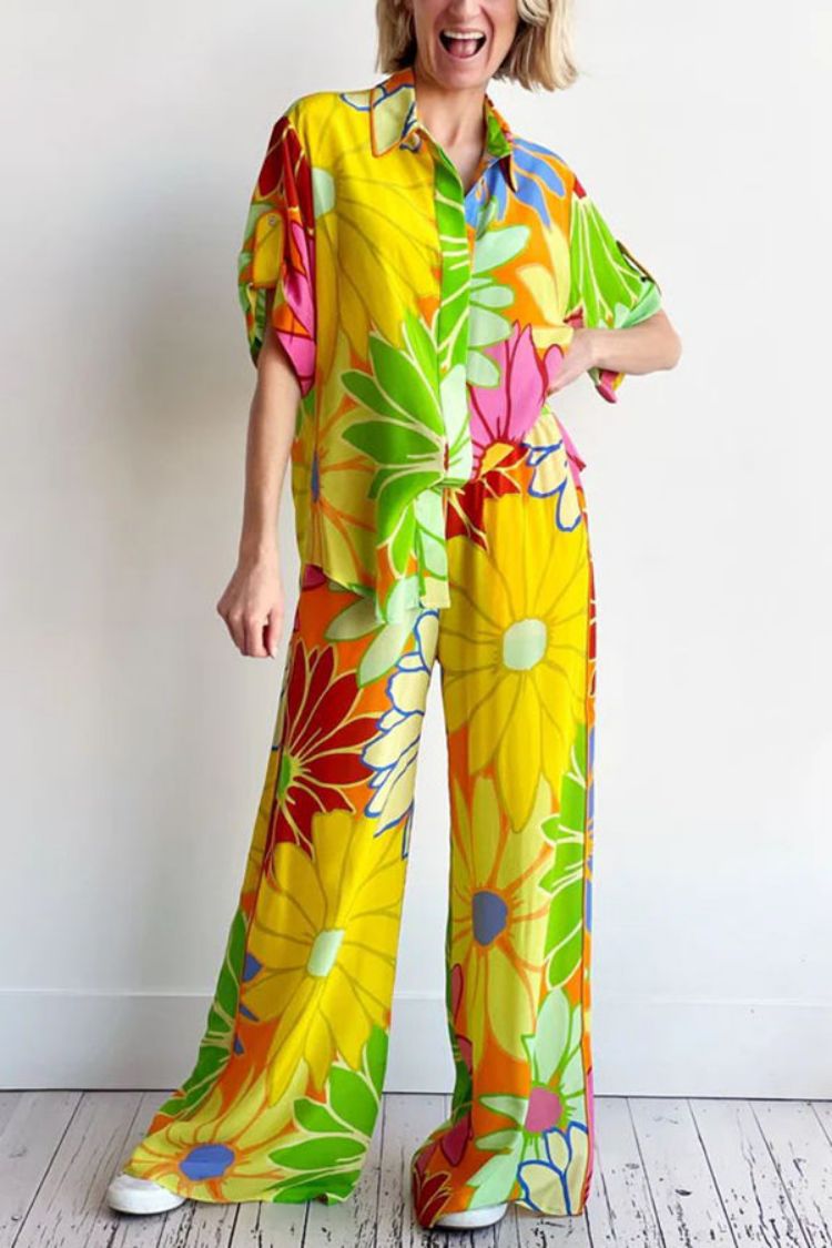 Printed Shirt & Trousers Two-Piece Set