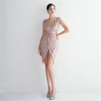 Women's Sequin Beaded Party Dress Cocktail Slim Fit Evening Dress Elegant