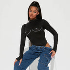 Printed Long Sleeve Cutout Bodysuit