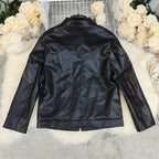 Women's Faux Leather Collared Coat