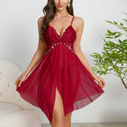 Women's Lace Deep V Mesh Nightdress