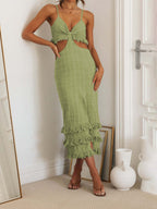 Women's Personalized Sling Dress Close Fitting Sheath Long Slim Fit Slit Hemline At Hem Backless Dress