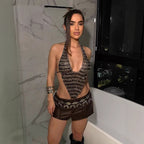 's Handmade Chest Necklace Body Cha Black Gemstone Corset