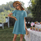 Girly Jacquard Straight Dress Textured