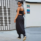 Personalized Pocket Elastic Waistband Drawstring Skirt