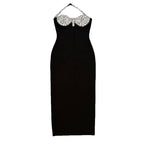 Women's Beaded Halter Backless Party Dress