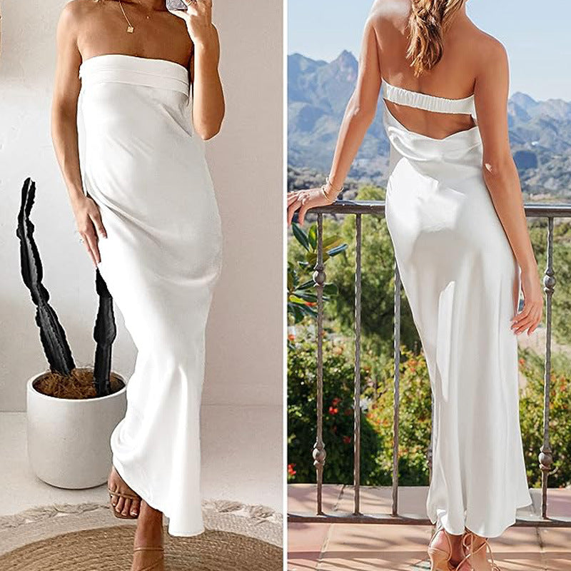 Women's Ladies Dress Sexy Tube Top Dress Sexy Backless Formal Dress Women Clothing