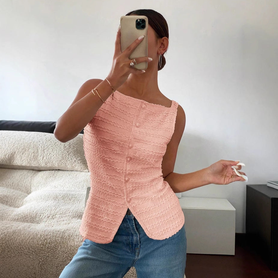 Single Breasted Slim Sleeveless Vest