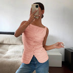 Single Breasted Slim Sleeveless Vest