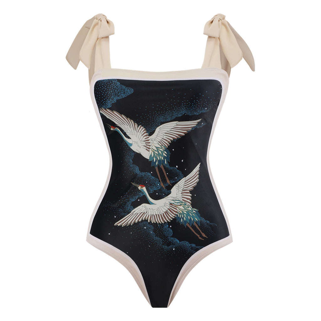 Retro Conservative One-piece Swimwear